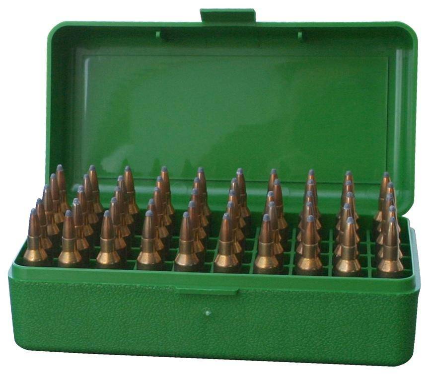 MTM Case-Gard R-50 Series Rifle Ammo Box .223/.270 WSSM/.460/.500 S&W 50 Rounds Green