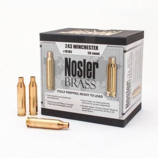 Nosler Unprimed Brass Rifle Cartridge Cases .243 Win 50/ct
