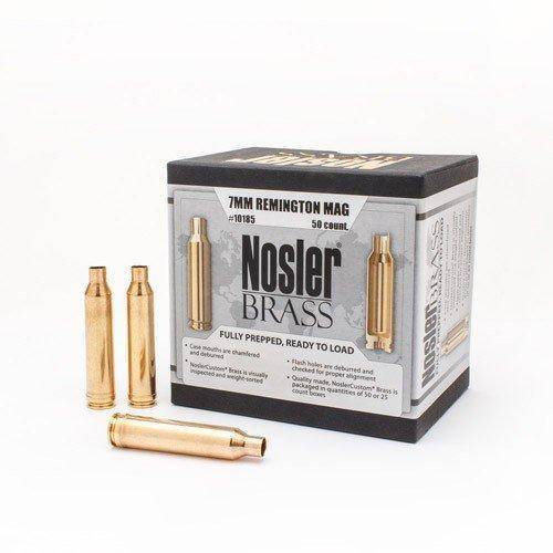 Nosler Unprimed Brass Rifle Cartridge Cases 7mm Rem Mag 50/ct