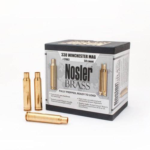 Nosler Unprimed Brass Rifle Cartridge Cases .338 Win Mag 50/ct