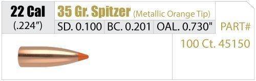 Nosler Ballistic Tip Lead Free Varmint Rifle Bullets .22 cal .224" 35 gr SPTFB-BTLF 100/ct