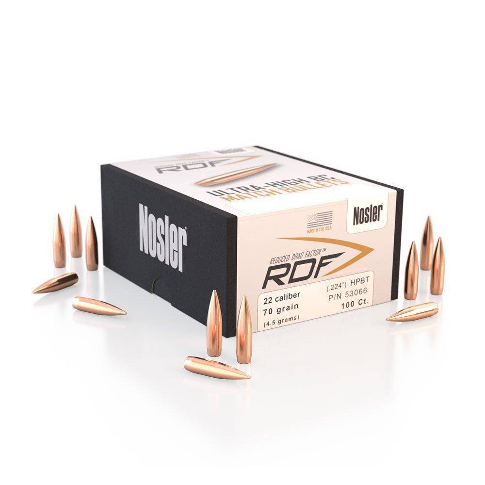 Nosler RDF Match Rifle Bullets .22 cal .224" 70 gr HPBT 100/ct