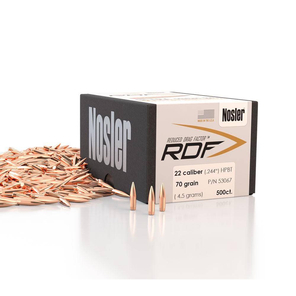 Nosler RDF Match Rifle Bullets .22 cal .224" 70 gr HPBT 500/ct