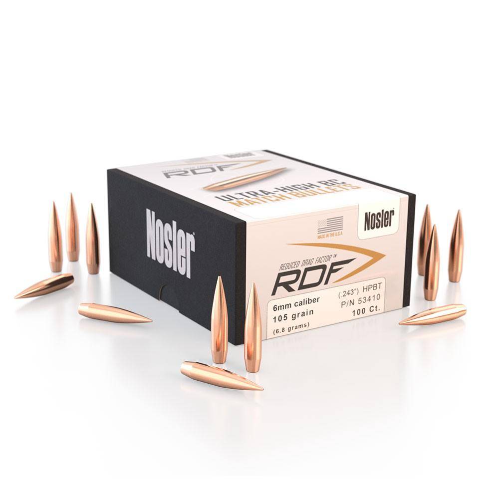 Nosler RDF Match Rifle Bullets 6mm .243" 105 gr HPBT 100/ct