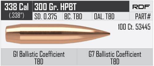 Nosler RDF Match Rifle Bullets .338 cal .338" 300gr HPBT 100/ct