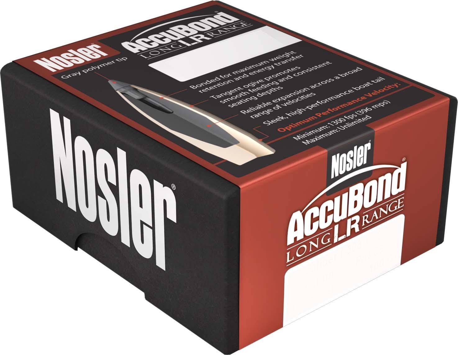 Nosler AccuBond Long Range Rifle Bullets .30 cal .308" 168 gr SPBT-ACB 100/ct