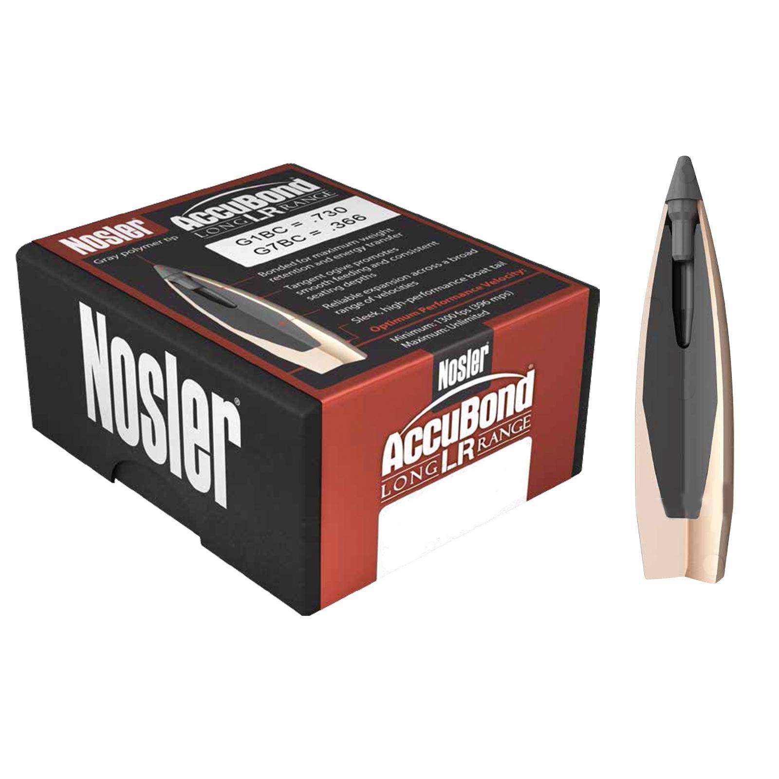 Nosler AccuBond Long Range Rifle Bullets .30 cal .308" 190 gr SPBT-ACB 100/ct