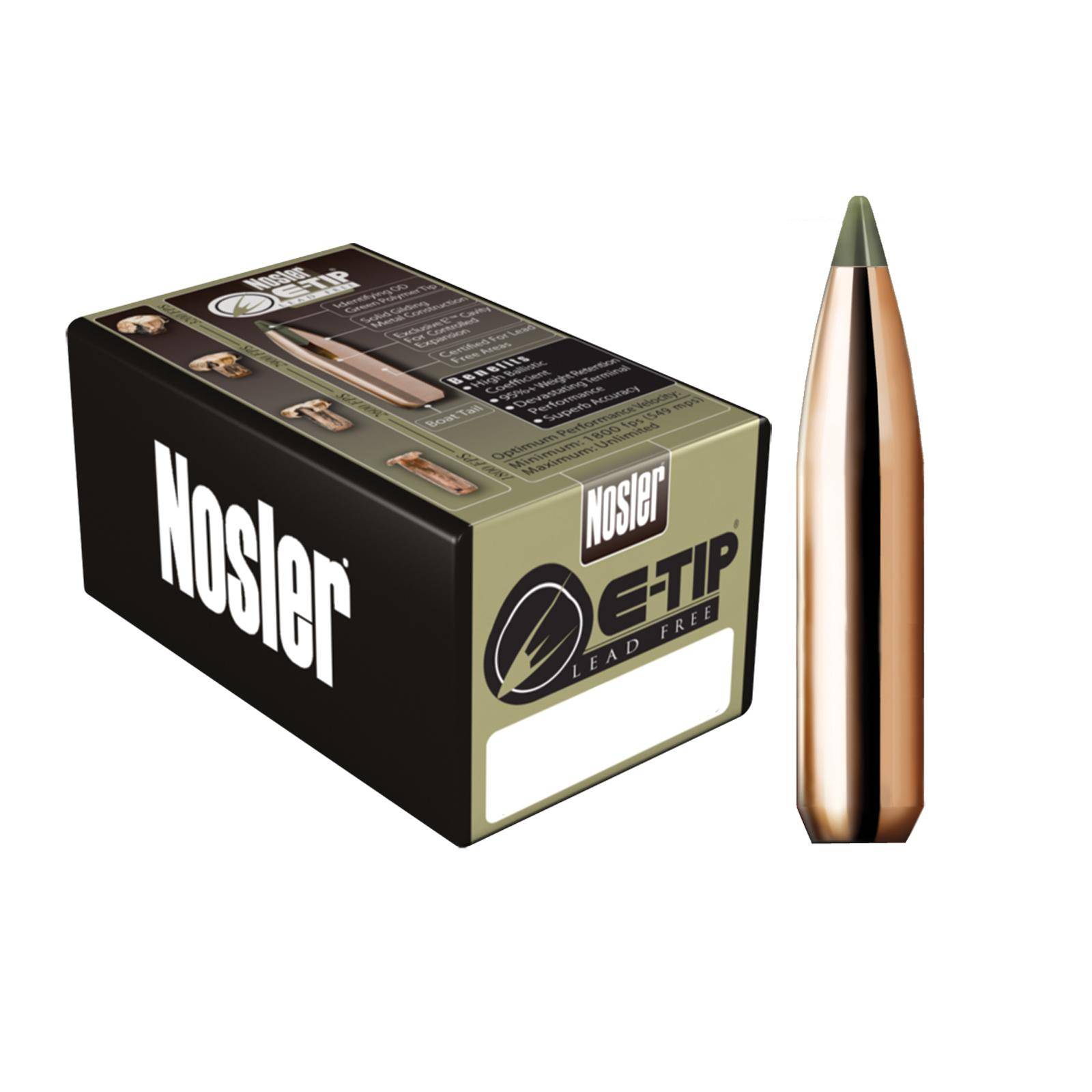 Nosler E-Tip Lead-Free Hunting Rifle Bullets 6.5mm .264" 120 gr SPTZ E-TIP 50/ct
