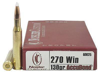 Nosler Accubond Trophy Grade Rifle Ammunition .270 Win 130 gr PT 3075 fps 20/ct