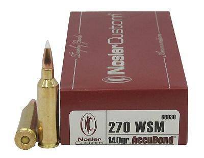 Nosler Accubond Trophy Grade Rifle Ammunition .270 WSM 140 gr PT 3100 fps 20/ct