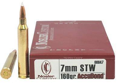 Nosler Accubond Trophy Grade Rifle Ammunition 7mm STW 160 gr PT 3075 fps 20/ct