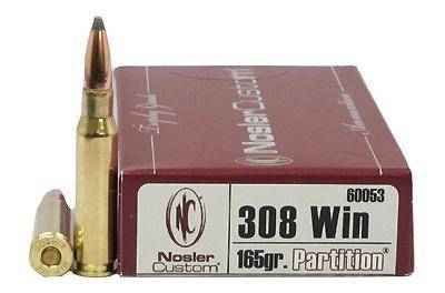 Nosler Partition Trophy Grade Rifle Ammunition .308 Win 165 gr PT 2800 fps 20/ct