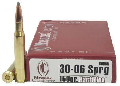Nosler Partition Trophy Grade Rifle Ammunition .30-06 Springfield 150 gr PSP 3000 fps 20/ct