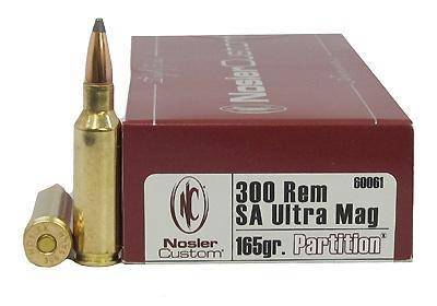 Nosler Partition Trophy Grade Rifle Ammunition .300 SAUM 165 gr PSP 3025 fps 20/ct