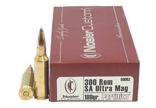 Nosler Partition Trophy Grade Rifle Ammunition .300 SAUM 180 gr PSP 2950 fps 20/ct