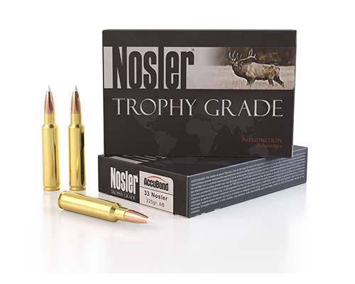 Nosler Accubond Long Range Trophy Grade Rifle Ammunition 33 Nosler 225 gr PT 3025 fps 20/ct