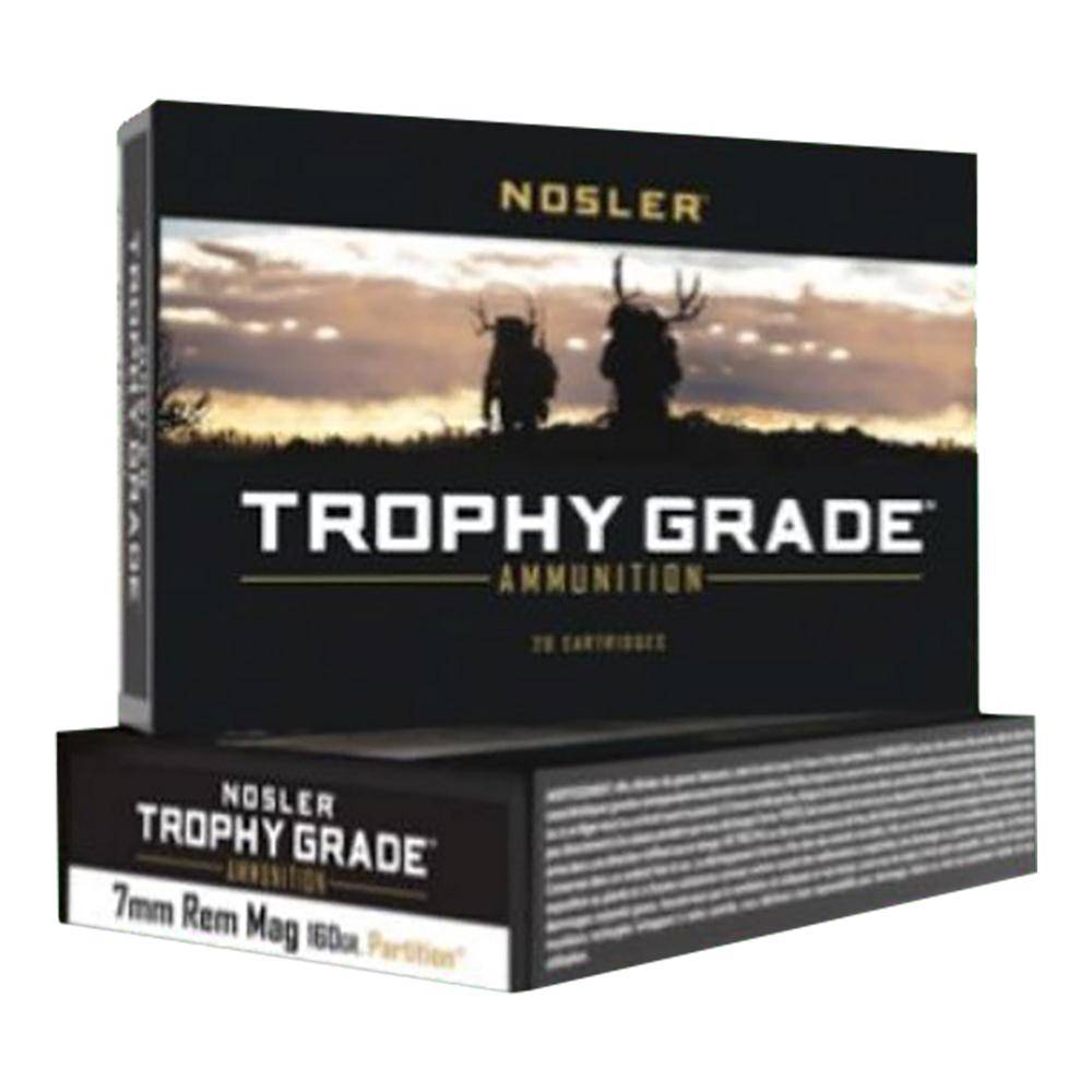 Nosler Ammo Trophy Grade Rifle Ammunition 7mm Rem Mag 160g PSP 2950 fps 20/ct