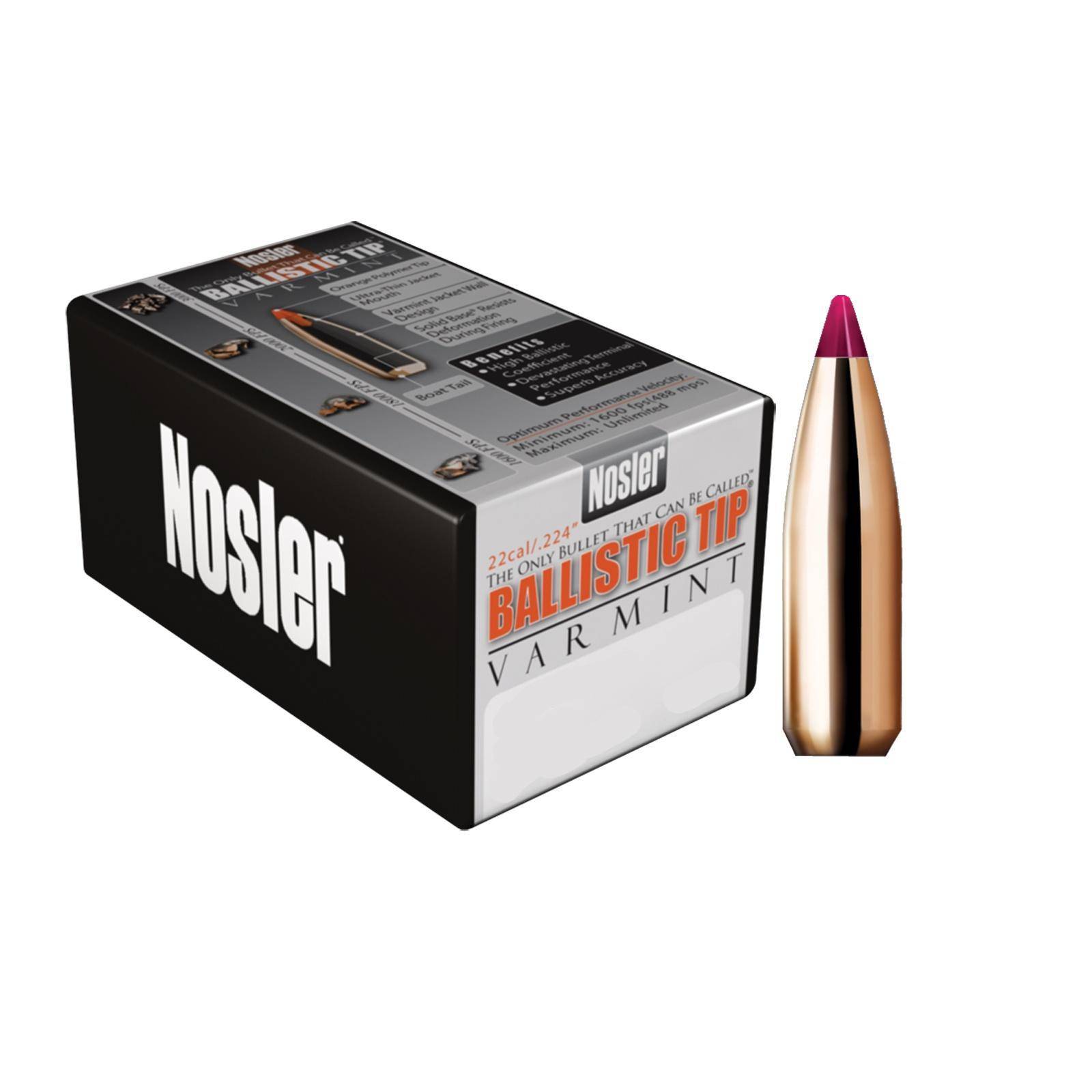 Nosler Ballistic Tip Varmint Bullets .22 cal .224" 40 gr SBT-SB 1000/ct