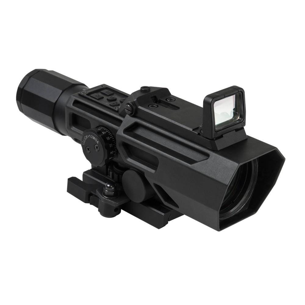 NcStar VSM ADO Dual Optic 3-9x42mm P4 Sniper Rifle Scope with Integrated Fold-Down Red Dot Optic - Black