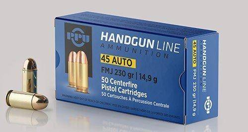 PPU Handgun Ammunition .45 ACP 230 gr FMJ 836 fps 50/ct