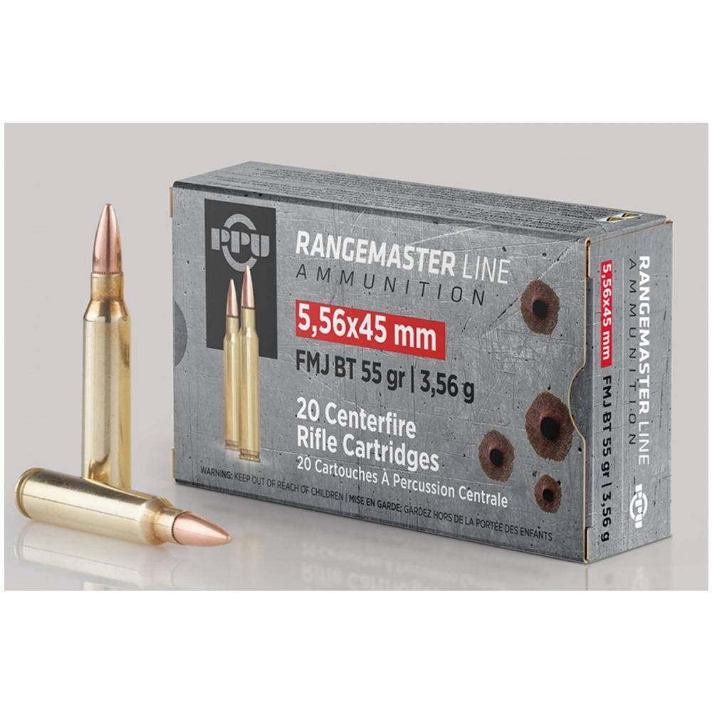 PPU Rangemaster Handgun Ammunition 5.56X45 NATO 55 gr FMJBT 3240 fps 20/ct