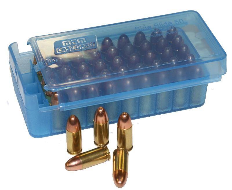 MTM Side Slide Handgun Ammo Box 45 ACP Clear Blue