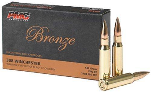 PMC Bronze Rifle Ammunition .308 Win 147 gr FMJBT 2780 fps 20/ct