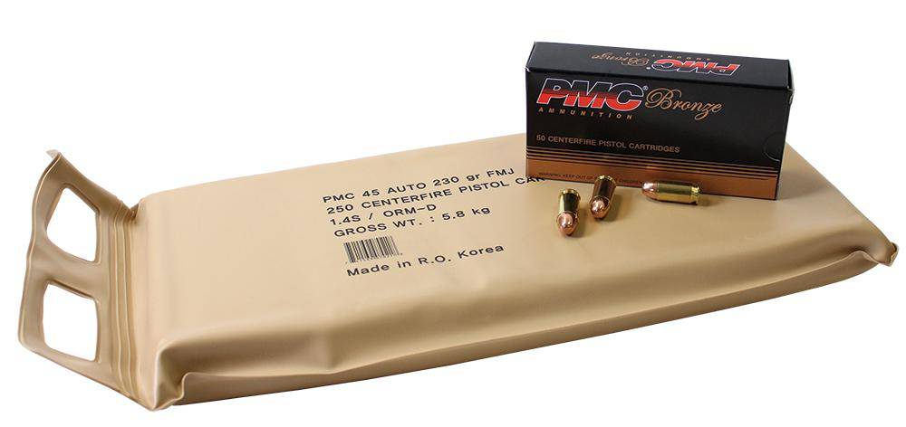 PMC Bronze Handgun Ammunition Battle Pack .45 ACP 230 gr FMJ 830 fps 250/ct (5-50/ct)