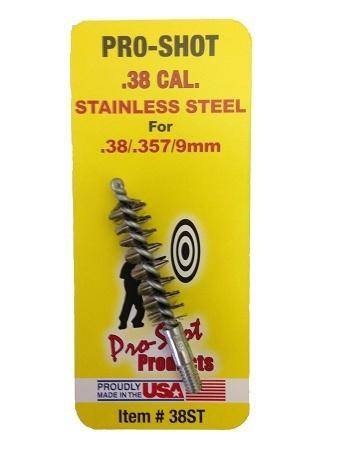 Pro-Shot Stainless Steel Pistol Bore Brush (8/32 Thread) .38/.357 cal
