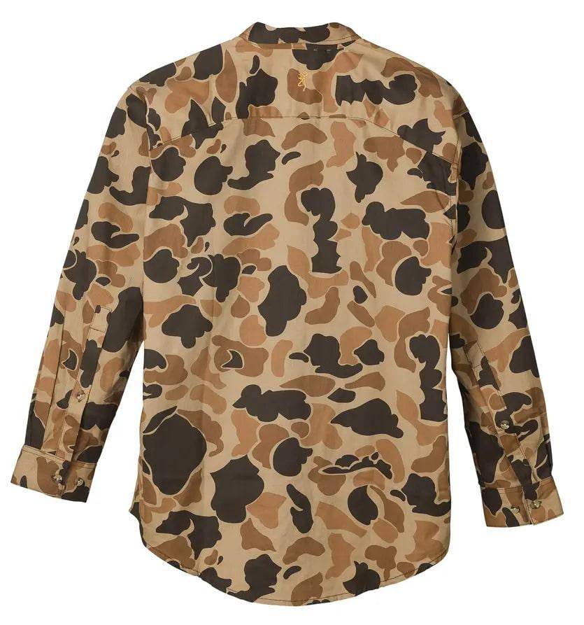 Browning Wasatch-CB Shirt Button-Front 2 Pocket Vintage Tan Camo 2XL