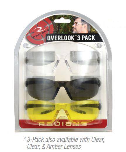 Radians Overlook Shooting Glasses Combo Pack Clear Amber Lens 3/ct