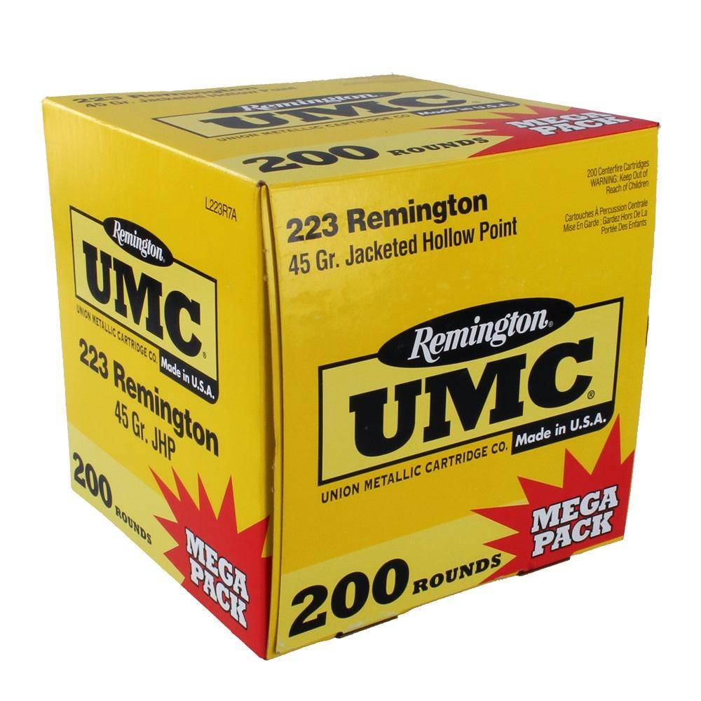 Remington UMC Rifle Ammunition .223 Rem 45 gr. JHP 3550 fps 200/ct