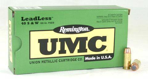 Remington UMC Handgun Ammunition .40 S&W 180 gr FNEB 990 fps 50/ct