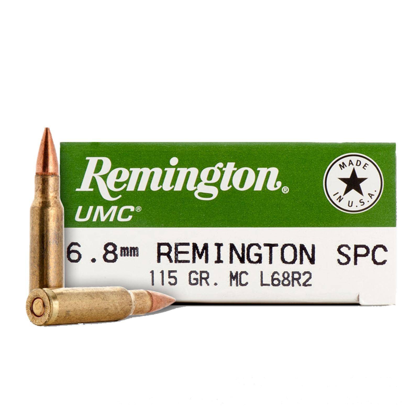 Remington UMC Rifle Ammunition 6.8 SPC 115 gr FMJ 2625 fps 20/ct