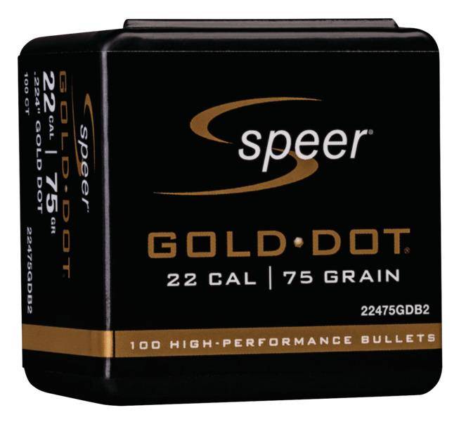 Speer Gold Dot Component Rifle Bullets .224 cal .224" 75 gr GOLD DOT SP