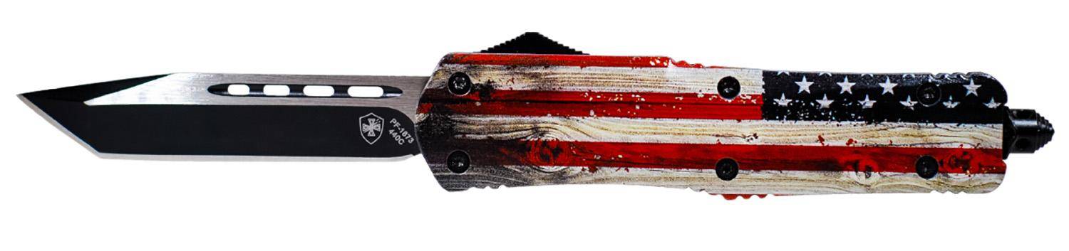 Templar Knife Slim Knife 3-1/2" Tanto Blade Wood US Flag
