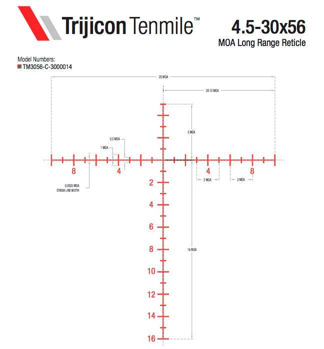 Trijicon Tenmile 4.5-30x56 SFP Long-Range Riflescope w/ Red/Green MOA  Long Range