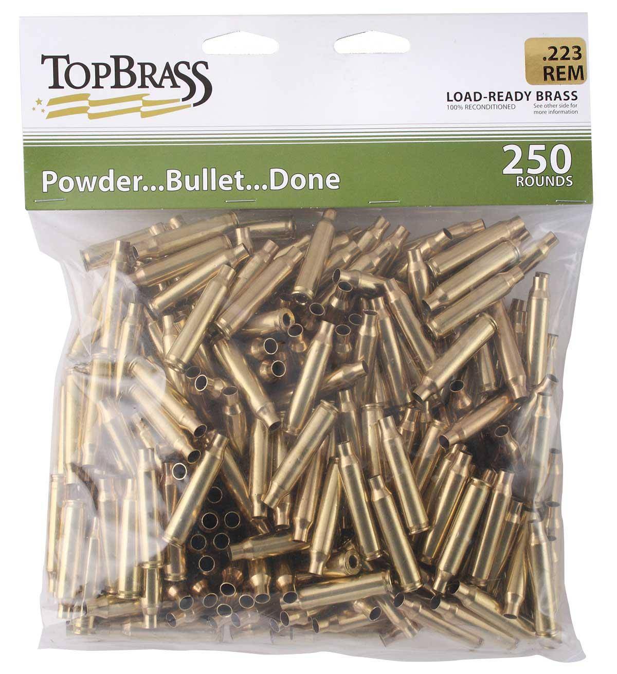 Top Brass Unprimed Remanufactured Rifle Brass .223 Rem Grade A+ 250/ct