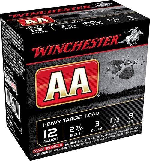 Winchester AA Target Shotshells 12 ga 2-3/4" 1-1/8 oz 1200 fps #9 25/ct