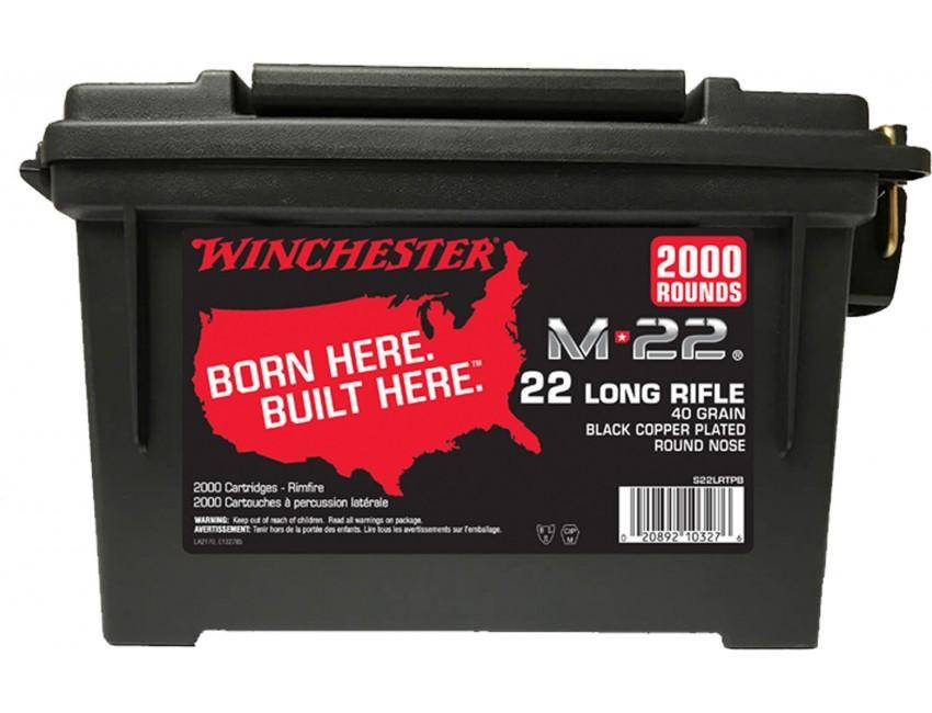 Winchester M-22 Rimfire Rifle Ammunition .22 LR 40 gr. CPRN 1255 fps 2000/ct