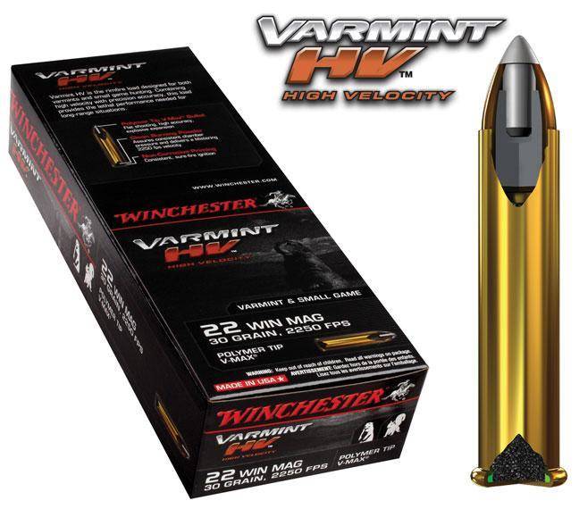Winchester Varmint High Velocity Rimfire Ammunition .22 WMR 30 gr. V-Max 2250 fps 50/ct