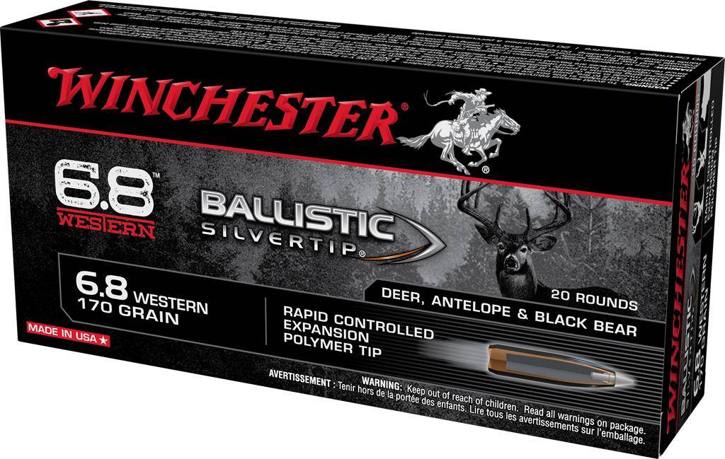 Winchester Ballistic Silvertip Rifle Ammunition 6.8 Western 170 gr. PT 2920 fps 20/ct