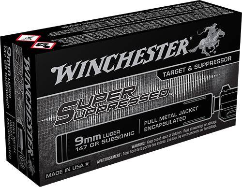 Winchester Super Suppressed Handgun Ammunition 9mm Luger 147 gr. FMJE 990 fps 50/ct
