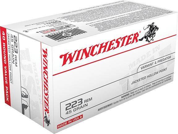 Winchester USA Rifle Ammunition .223 Rem 45 gr. JHP 3600 fps 40/ct