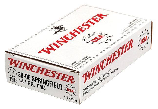Winchester USA Rifle Ammunition .30-06 Sprg 147 gr. FMJ 3020 fps 20/ct