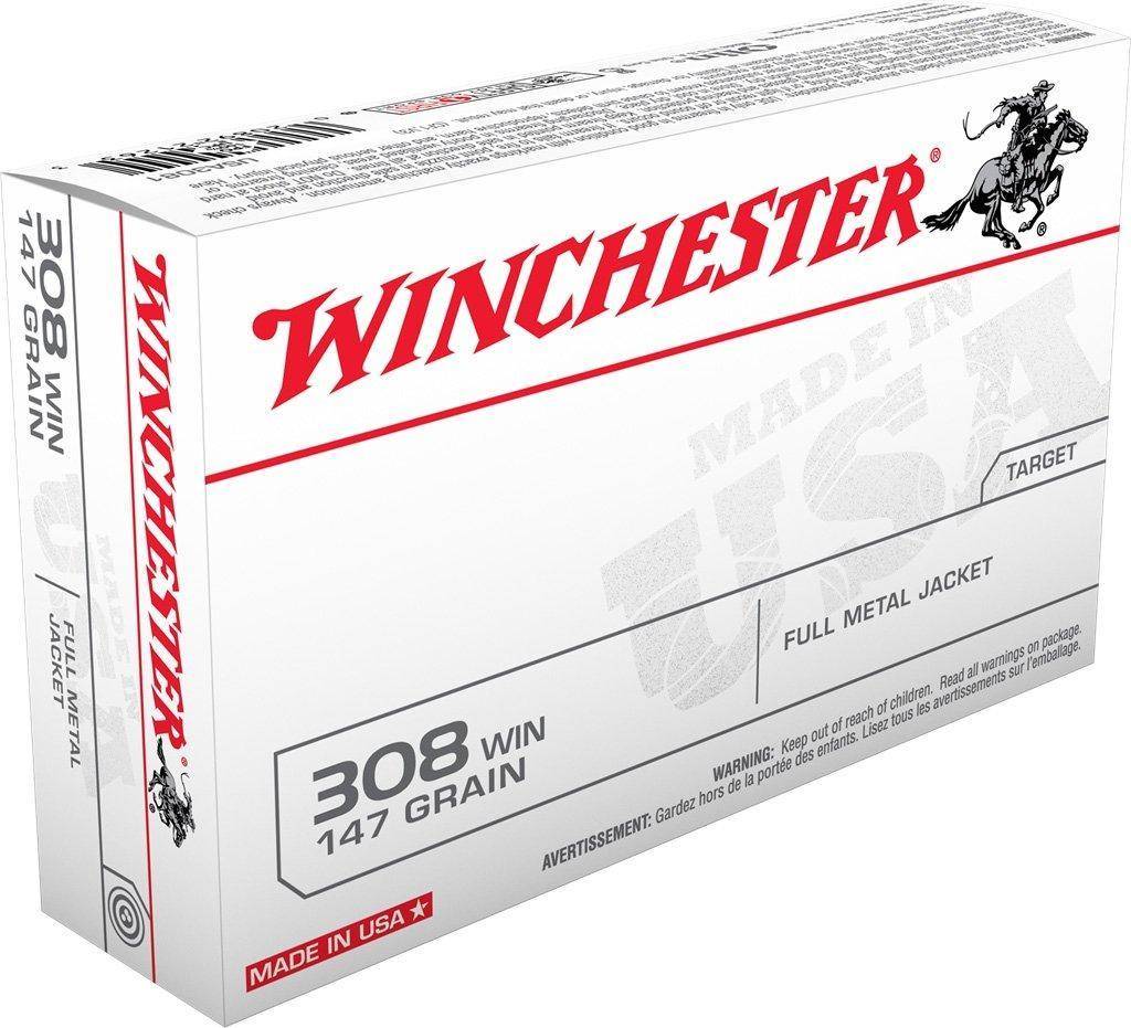 Winchester USA Rifle Ammunition .308 Win 147 gr. FMJ 2800 fps 20/ct