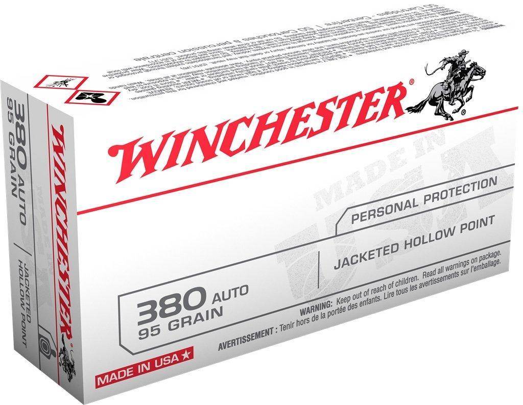 Winchester USA Handgun Ammunition .380 ACP 95 gr. JHP 955 fps 50/ct