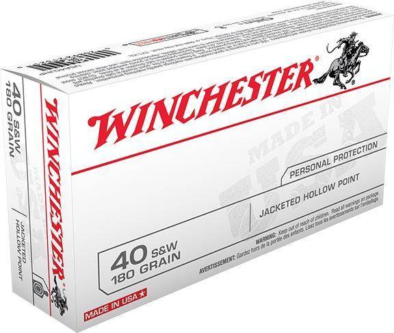 Winchester USA Handgun Ammunition .40 S&W 180 gr. JHP 1010 fps 50/ct