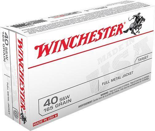 Winchester USA Handgun Ammunition .40 S&W 165 gr. FMJ 1060 fps 50/ct