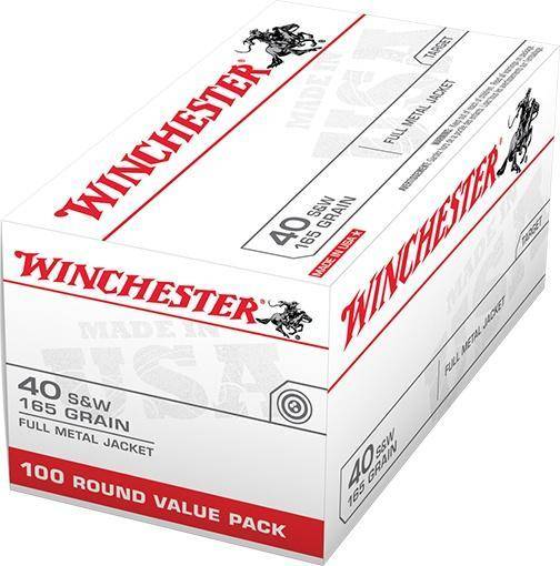 Winchester USA Handgun Ammunition .40 S&W 165 gr. FMJ 1060 fps 100/ct